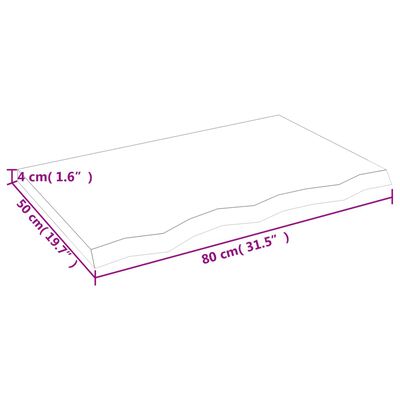 vidaXL világosbarna kezelt tömör fa fürdőszobai pult 80x50x(2-4) cm