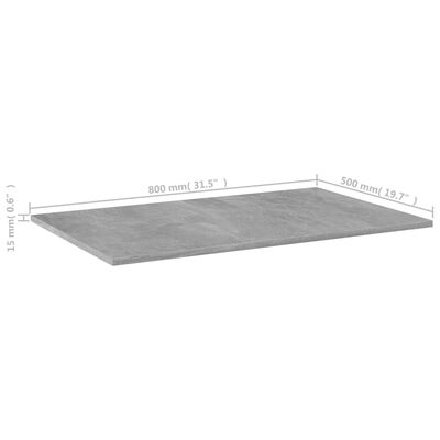 vidaXL 4 db betonszürke szerelt fa könyvespolc lap 80 x 50 x 1,5 cm