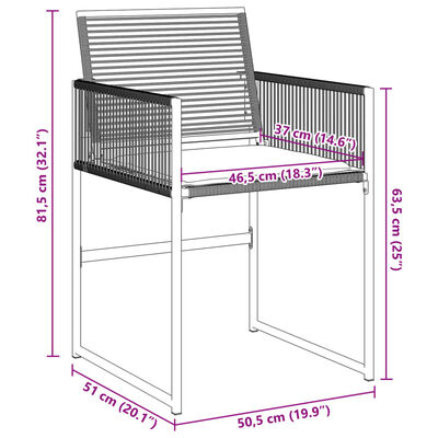 vidaXL 4 db fekete polyrattan kerti szék párnával