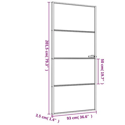 vidaXL fekete edzett üveg és alumínium vékony beltéri ajtó 93x201,5 cm