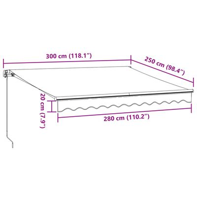 vidaXL antracitszürke-fehér kézzel kihúzható napellenző 300 x 250 cm