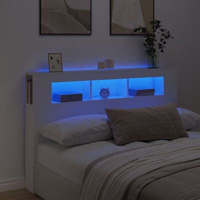 vidaXL fehér szerelt fa LED-es fejtámla 160x18,5x103,5 cm