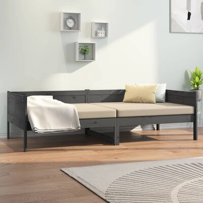 vidaXL szürke tömör fenyőfa kanapéágy 90 x 190 cm