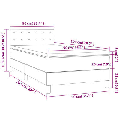 vidaXL fehér műbőr rugós ágy matraccal 90 x 200 cm