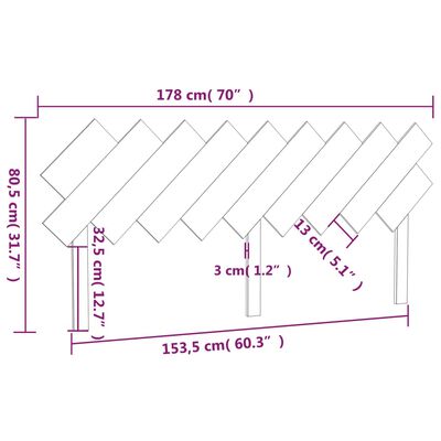 vidaXL fehér tömör fenyőfa ágyfejtámla 178x3x80,5 cm