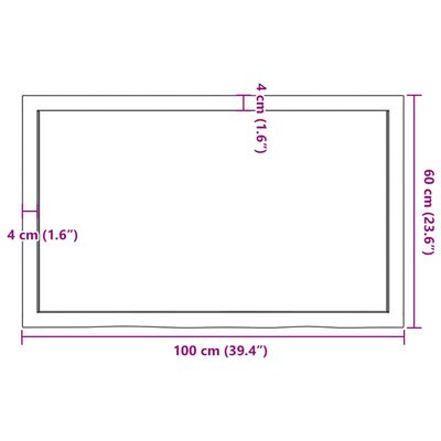 vidaXL sötétbarna kezelt tömör fa fürdőszobai pult 100x60x(2-6) cm