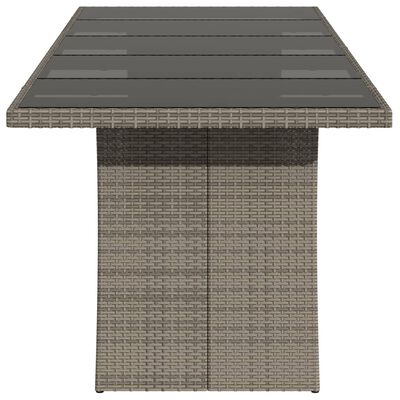 vidaXL szürke polyrattan üveglapos kerti asztal 240 x 90 x 75 cm