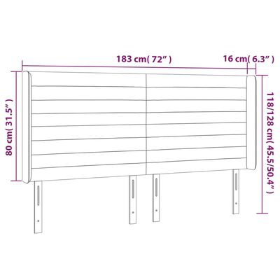 vidaXL sötétszürke bársony LED-es fejtámla 183x16x118/128 cm