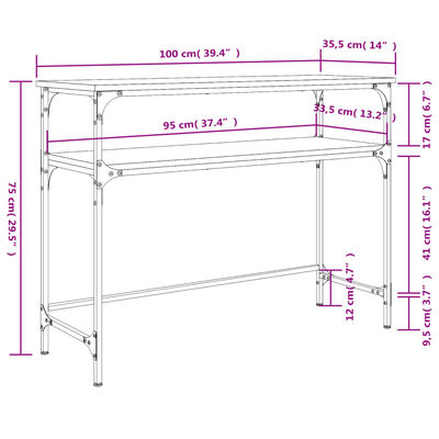 vidaXL sonoma tölgy színű szerelt fa dohányzóasztal 100x35,5x75 cm