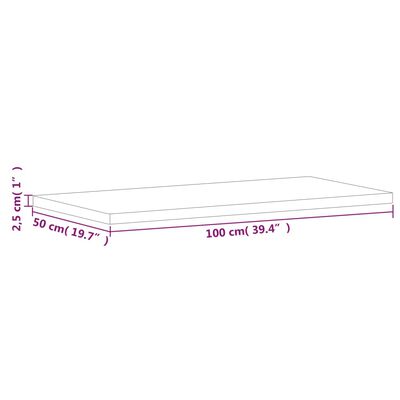 vidaXL tömör bükkfa téglalap alakú asztallap 100x50x2,5 cm