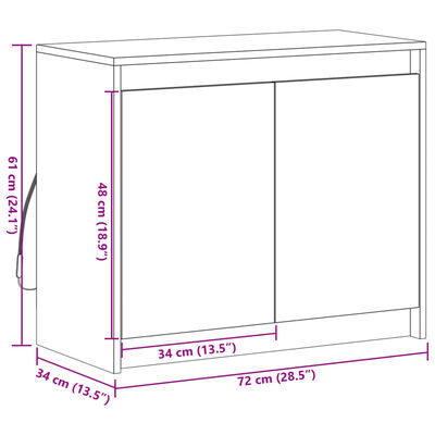 vidaXL füstös tölgy szerelt fa tálalószekrény LED-del 72 x 34 x 61 cm