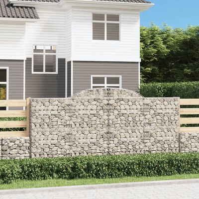 vidaXL íves horganyzott vas gabion kosár 300 x 30 x 140/160 cm