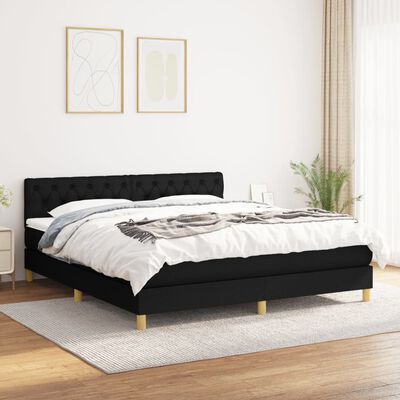 vidaXL fekete szövet rugós ágy matraccal 160x200 cm