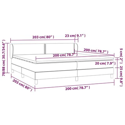 vidaXL fehér műbőr rugós ágy matraccal 200 x 200 cm