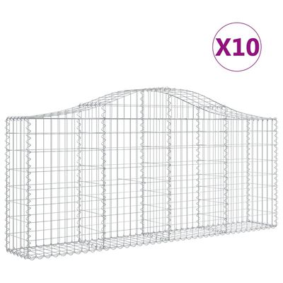 vidaXL 10 db íves horganyzott vas gabion kosár 200x30x80/100 cm