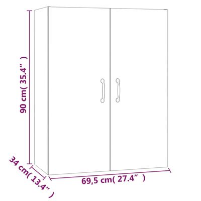 vidaXL barna tölgy színű szerelt fa függőszekrény 69,5 x 34 x 90 cm