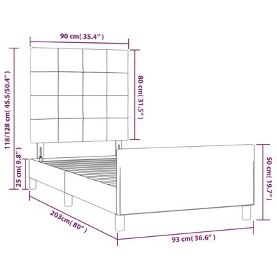 vidaXL rózsaszín bársony ágykeret fejtámlával 90x200 cm