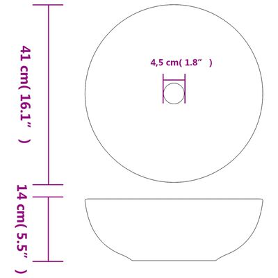 vidaXL fehér-kék kerámia kerek asztali mosdó Φ41 x 14 cm