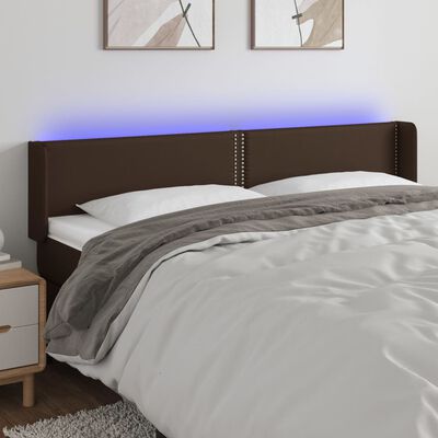 vidaXL barna műbőr LED-es fejtámla 203x16x78/88 cm