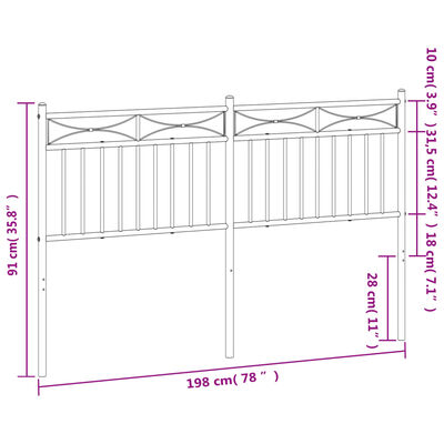 vidaXL fekete fém fejtámla 193 cm