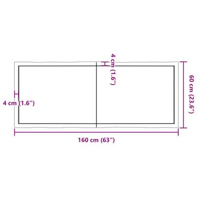 vidaXL kezeletlen tömör fa asztallap 160x60x(2-6) cm