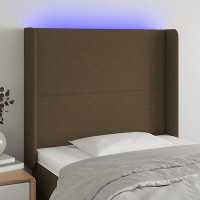 vidaXL sötétbarna szövet LED-es fejtámla 93x16x118/128 cm