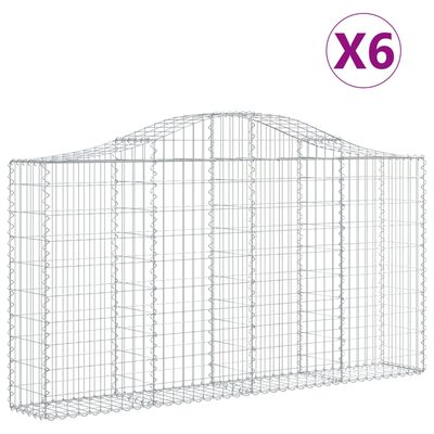 vidaXL 6 db íves horganyzott vas gabion kosár 200x30x100/120 cm