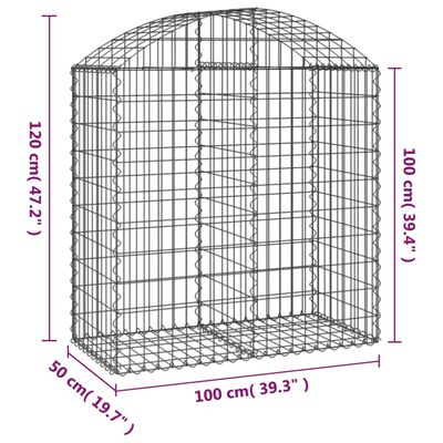 vidaXL íves horganyzott vas gabion kosár 100x50x100/120 cm