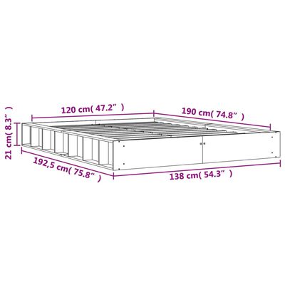 vidaXL viaszbarna tömör fenyőfa ágykeret 120 x 190 cm