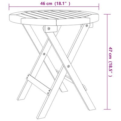 vidaXL tömör akácfa összecsukható kerti asztal Ø 46 cm