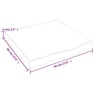 vidaXL kezeletlen tömör tölgyfa asztallap 60x60x(2-6) cm