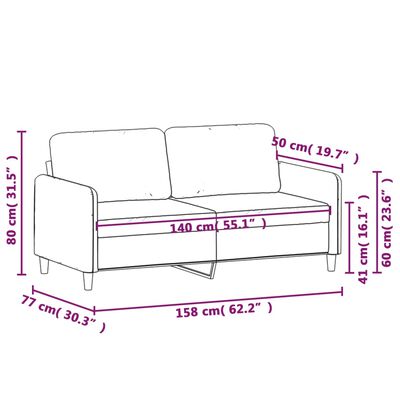 vidaXL kétszemélyes fekete szövetkanapé 140 cm