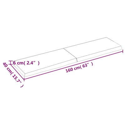 vidaXL sötétbarna kezelt tömör tölgyfa asztallap 160x40x(2-6) cm