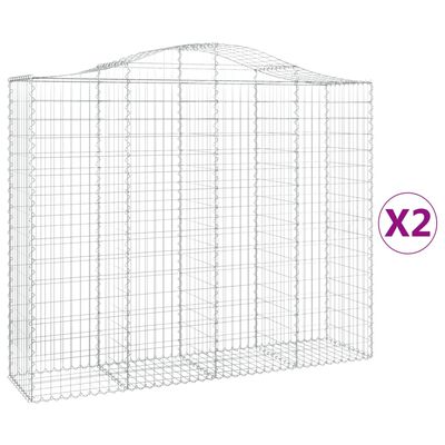 vidaXL 2 db íves horganyzott vas gabion kosár 200x50x160/180 cm