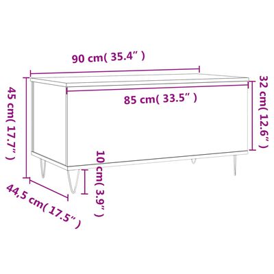 vidaXL szürke sonoma színű szerelt fa dohányzóasztal 90x44,5x45 cm