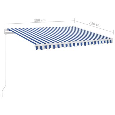 vidaXL kék-fehér automata szélérzékelős és LED-es napellenző 3,5x2,5 m