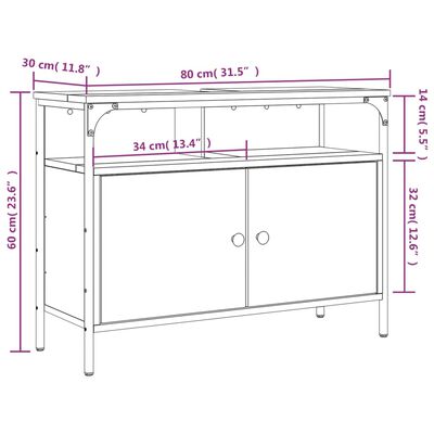 vidaXL szürke sonoma szerelt fa fürdőszobai mosdószekrény 80x30x60 cm