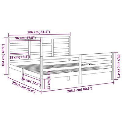 vidaXL tömör fa ágykeret matrac nélkül 200 x 200 cm