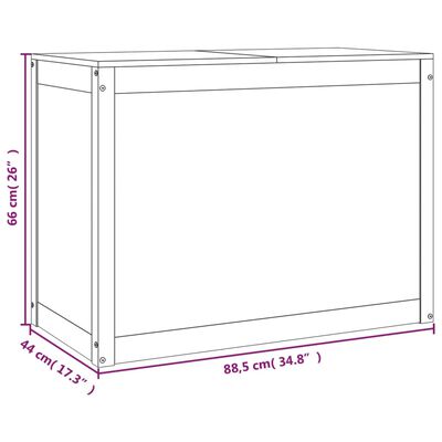 vidaXL fekete tömör fenyőfa szennyestartó láda 88,5 x 44 x 66 cm