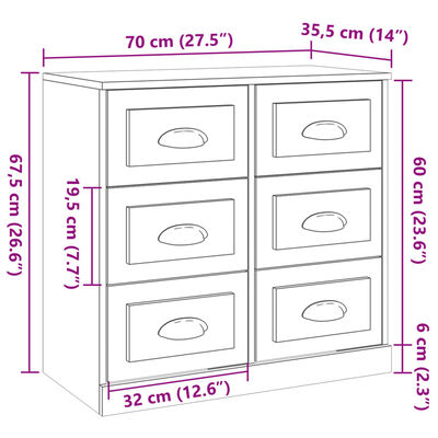 vidaXL fekete szerelt fa tálalószekrény 70x35,5x67,5 cm