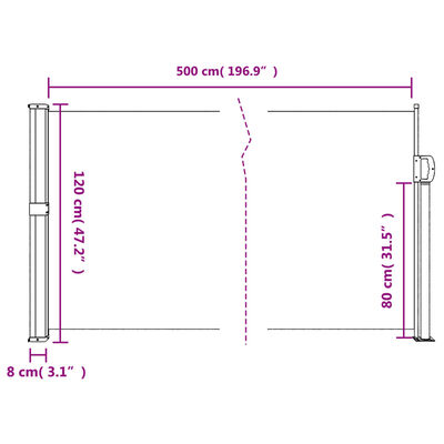 vidaXL terrakotta behúzható oldalsó napellenző 120 x 500 cm