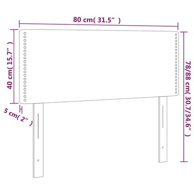 vidaXL rózsaszín bársony LED-es fejtámla 80 x 5 x 78/88 cm