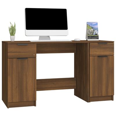 vidaXL barna tölgyszínű szerelt fa íróasztal szekrénnyel