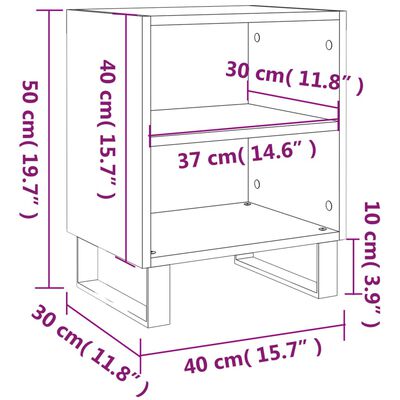 vidaXL 2 db fekete szerelt fa éjjeliszekrény 40x30x50 cm