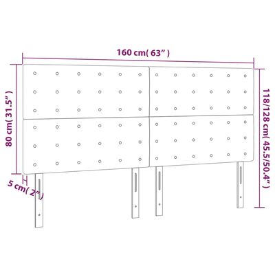 vidaXL 4 db sötétbarna szövet fejtámla 80 x 5 x 78/88 cm