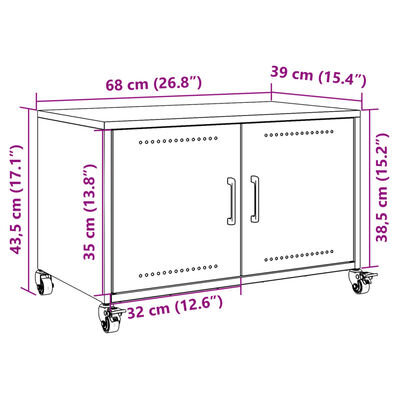 vidaXL mustársárga hidegen hengerelt acél TV-szekrény 68x39x43,5 cm