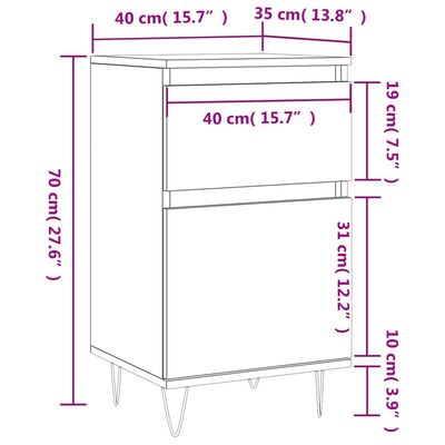 vidaXL szürke sonoma színű szerelt fa tálalószekrény 40 x 35 x 70 cm