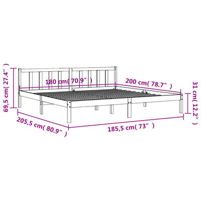 vidaXL viaszbarna tömör fenyőfa ágy matrac nélkül 180 x 200 cm