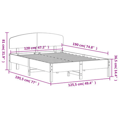 vidaXL fehér tömör fenyőfa ágy matrac nélkül 120 x 190 cm