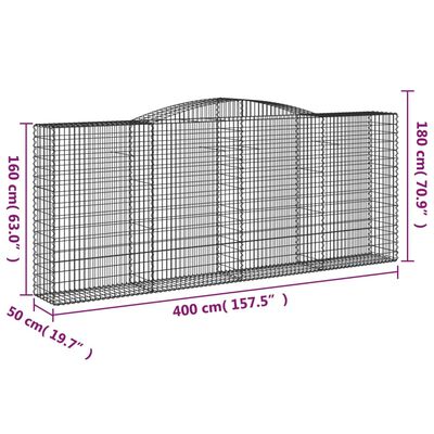 vidaXL íves horganyzott vas gabion kosár 400x50x160/180 cm